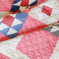 Antique Pink and Blue Double X Quilt, c1900