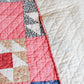 Antique Pink and Blue Double X Quilt, c1900