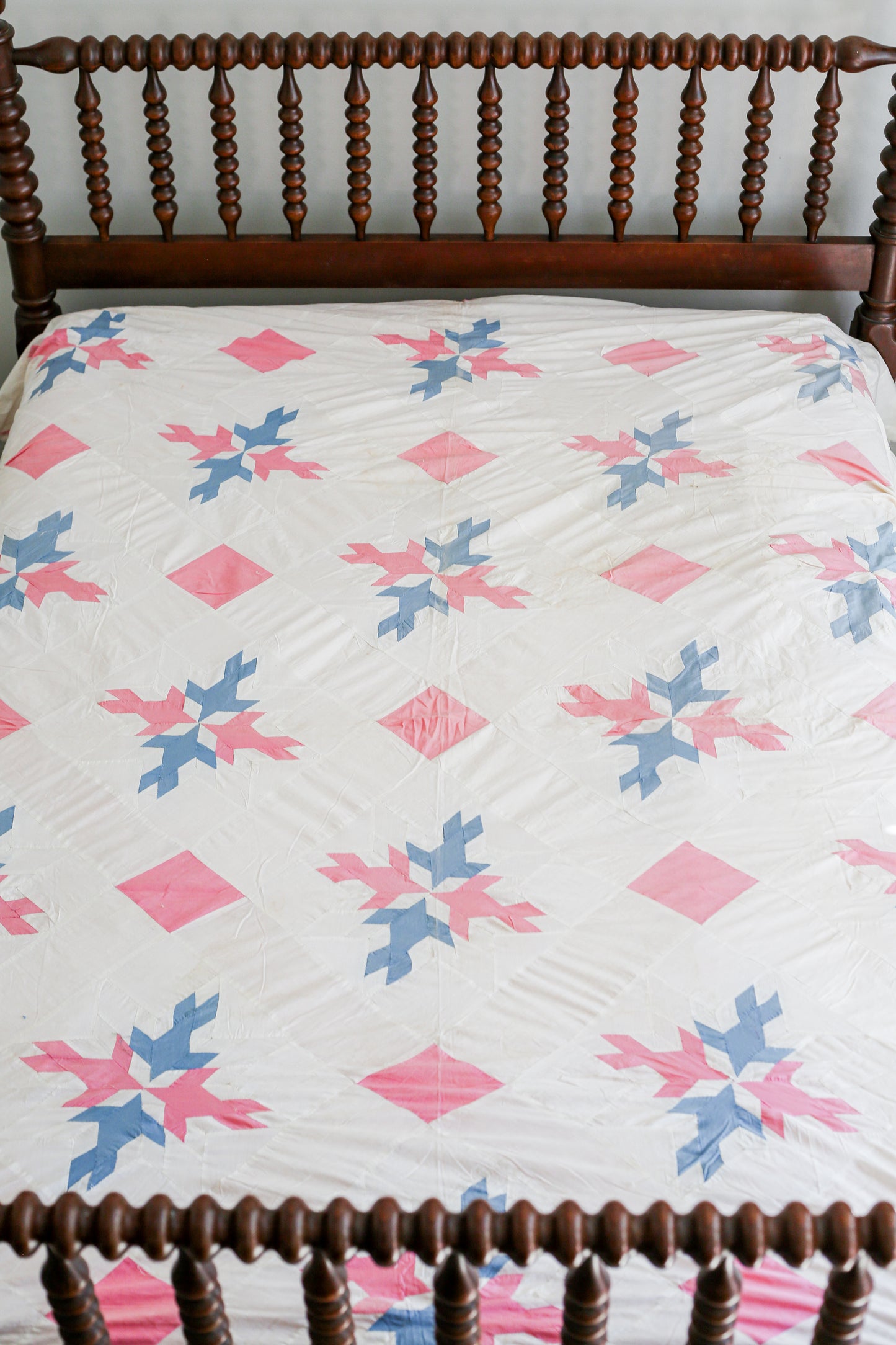 Vintage "Four Little Birds" Pink and Blue Quilt TOP, c1930