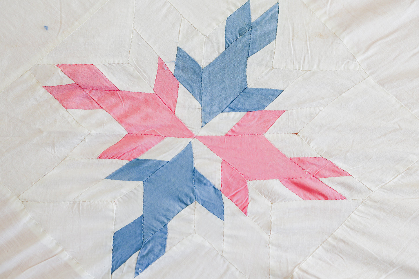 Vintage "Four Little Birds" Pink and Blue Quilt TOP, c1930