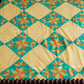 Vintage Blazing Star Orange & Teal Quilt TOP, c1930