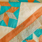 Vintage Blazing Star Orange & Teal Quilt TOP, c1930