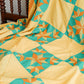 Vintage Blazing Star Orange & Teal Quilt TOP, c1930