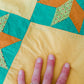 Vintage Blazing Star Orange & Teal Quilt TOP, c1930