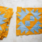 Vintage Set of 21 Orange & Blue Crow’s Foot Quilt Blocks, c1930