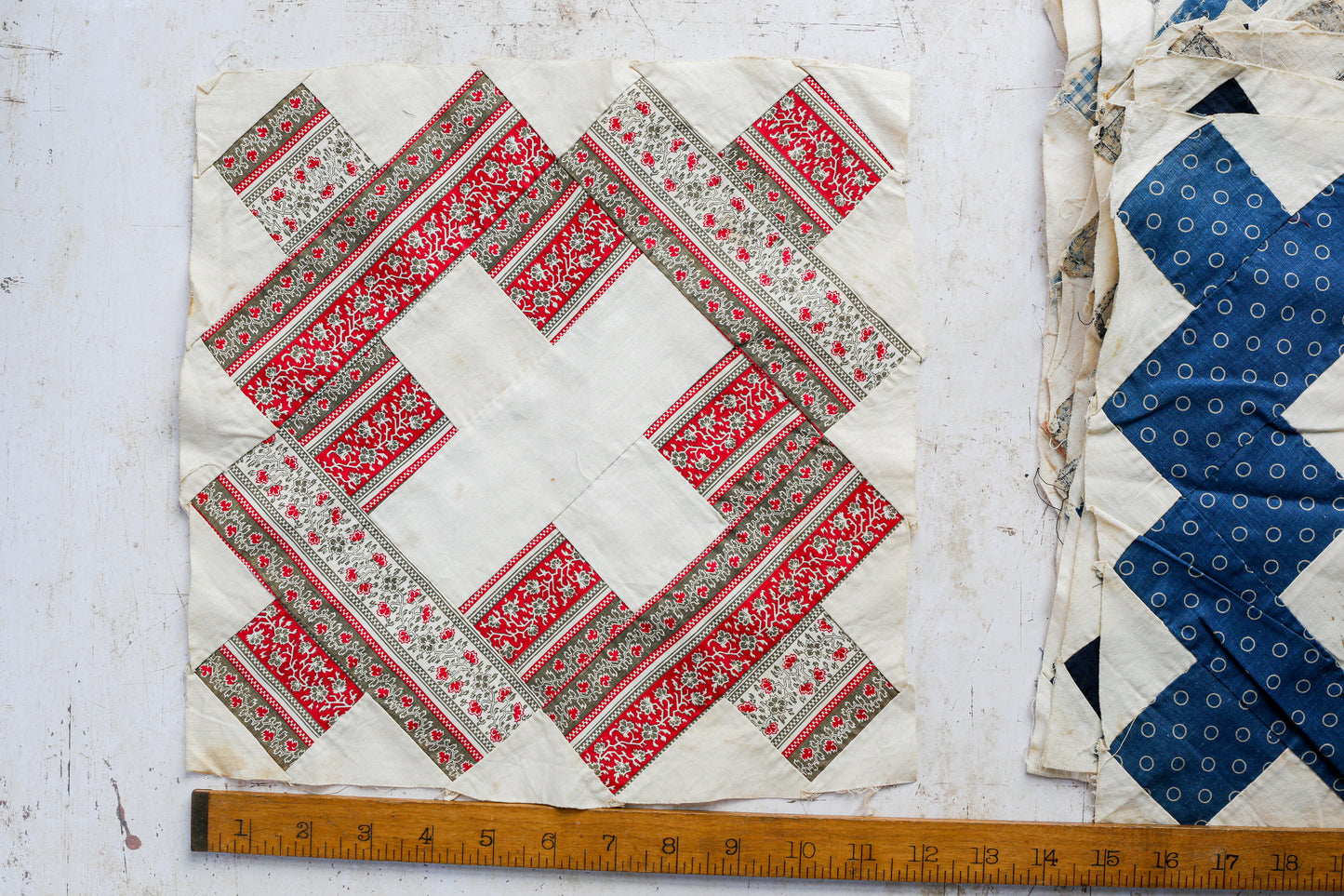 Antique Set of 21 Chimney Sweep Quilt Blocks, c1880