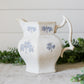 Antique Chelsea Grape Lavender and White Ironstone Pitcher