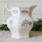 Antique Chelsea Grape Lavender and White Ironstone Pitcher