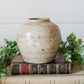 Antique Chinese Stoneware 5" Rustic Ginger Jar with Blue Stripes