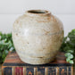 Antique Chinese Stoneware 5" Rustic Ginger Jar with Blue Stripes