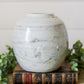 Antique Chinese Stoneware 6" Chinoiserie Gray Ginger Jar with Blue Decoration