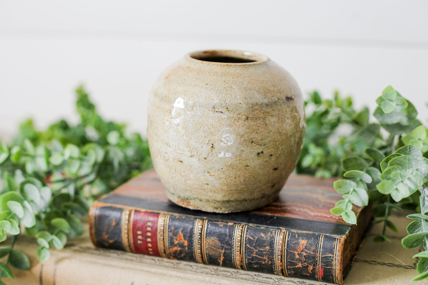 Antique Chinese Stoneware 3" Rustic Ginger Jar