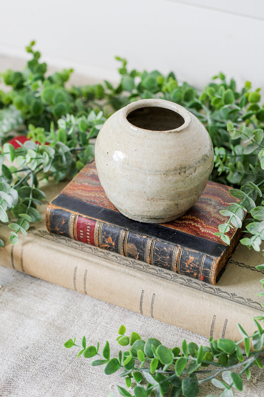 Antique Chinese Stoneware 3" Rustic Ginger Jar