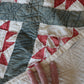 Antique Turkey Red & Green Primitive Basket Quilt, c1860