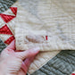 Antique Turkey Red & Green Primitive Basket Quilt, c1860