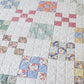 Vintage Peach & White Nine Patch Quilt, c1930