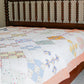 Vintage Peach & White Nine Patch Quilt, c1930