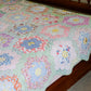 Vintage Scrappy Green Grandmother’s Flower Garden Quilt, c1940