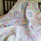 Vintage Scrappy Green Grandmother’s Flower Garden Quilt, c1940