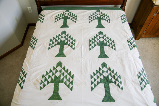 Antique Green Tree of Paradise Quilt TOP