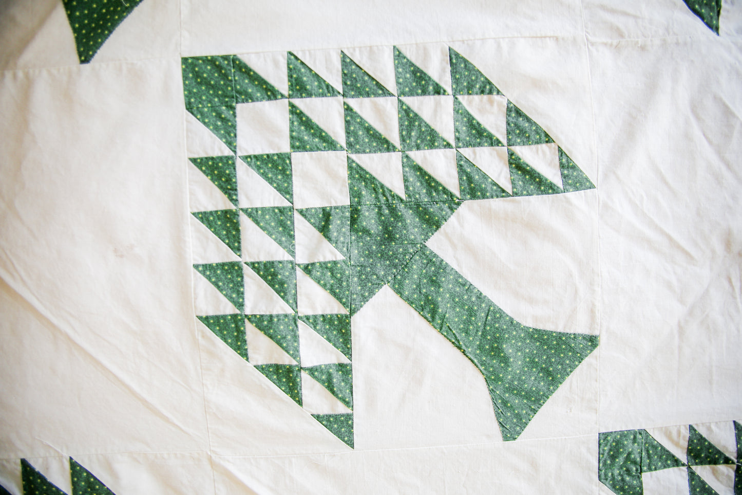 Antique Green Tree of Paradise Quilt TOP