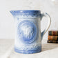 Antique Blue Salt Glaze Pitcher with Cows