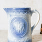 Antique Blue Salt Glaze Pitcher with Cows