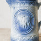 Antique Blue Salt Glaze Pitcher with Cows