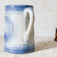 Antique Blue Salt Glaze Pitcher with Cows