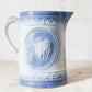 Antique Blue Salt Glaze Pitcher with Cows