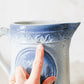 Antique Blue Salt Glaze Pitcher with Cows