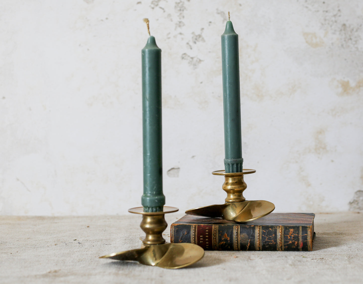 Vintage Pair of Brass Boat Propeller Candlestick Holders