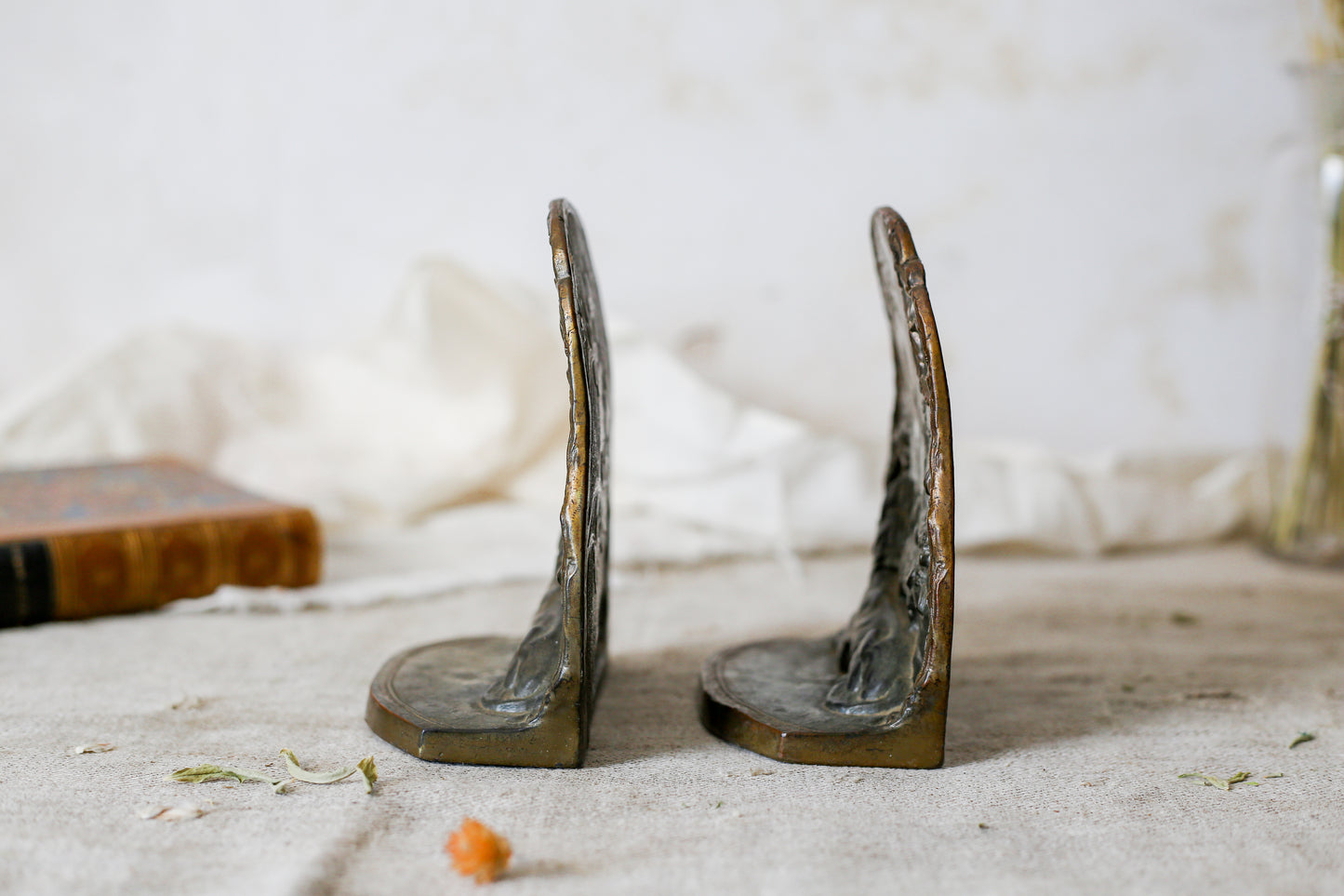 Vintage German Shepherd Guarding the Flock Bronze Bookends