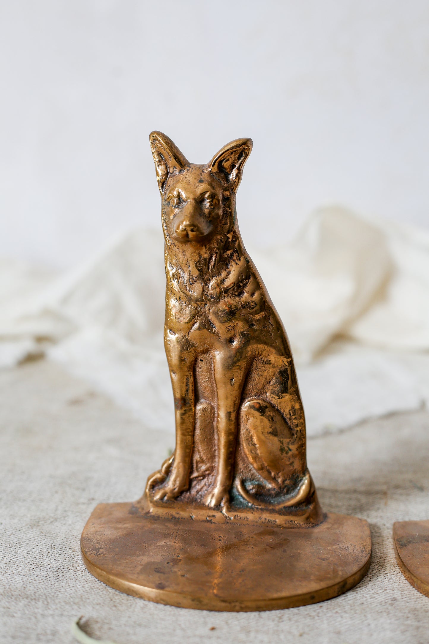 Vintage Brass German Shepherd Bookends