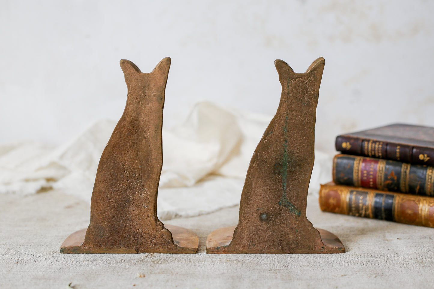 Vintage Brass German Shepherd Bookends