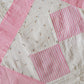 Vintage Pink and White Four Square Quilt TOP, c1930