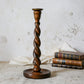 Vintage Carved Oak 12" Barley Twist Candle Holder