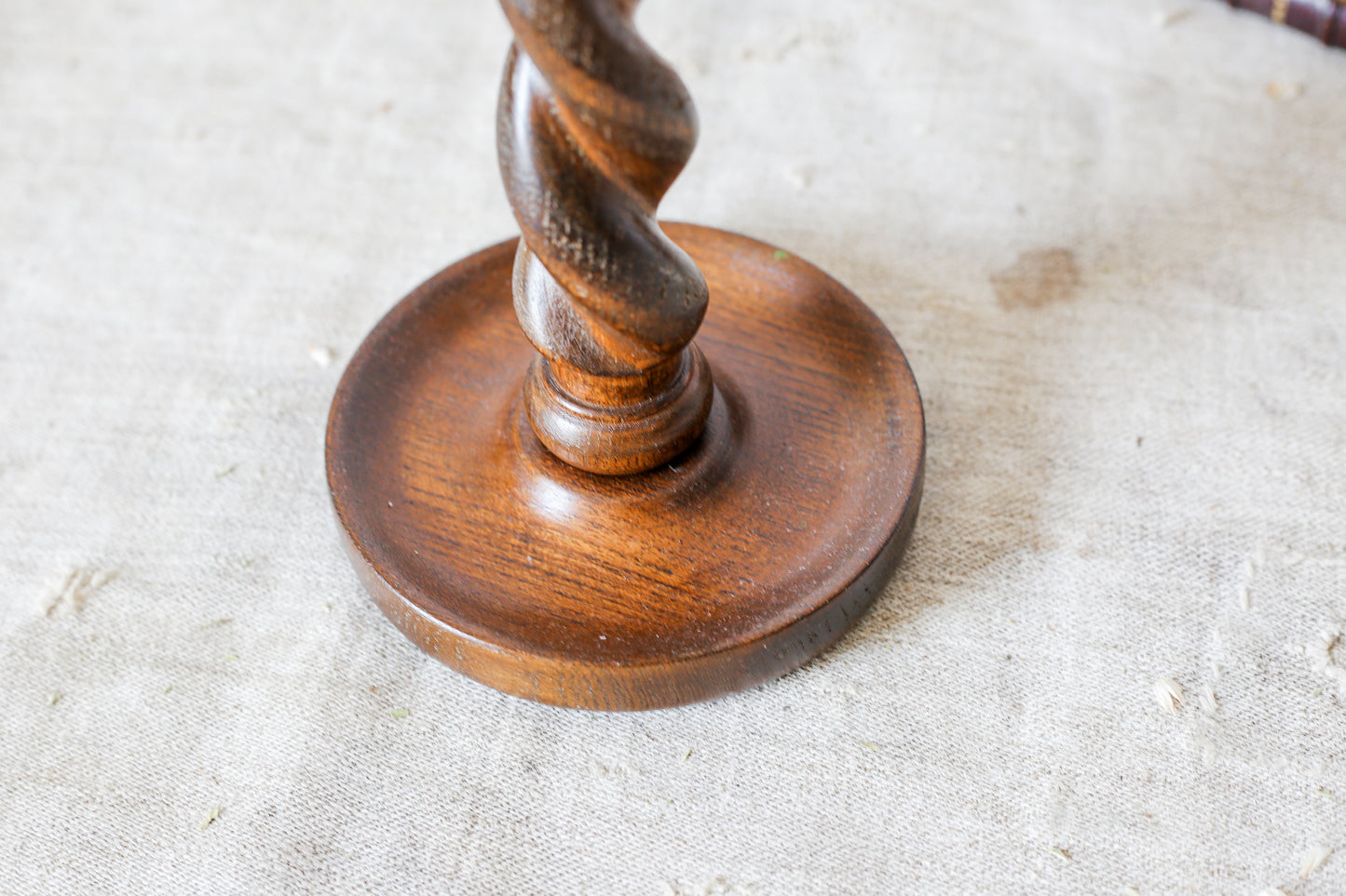 Vintage Carved Oak 12" Barley Twist Candle Holder