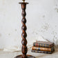 Vintage Carved Oak 18.75" Barley Twist Candle Holder