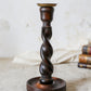 Vintage Carved Oak 9" Barley Twist Candle Holder