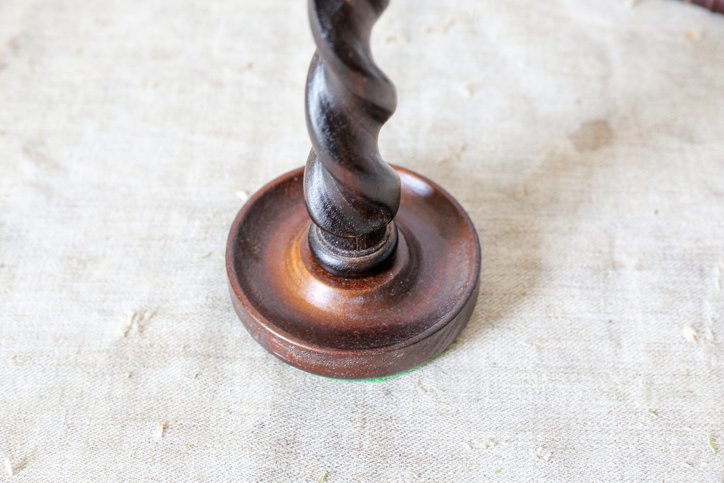 Vintage Carved Oak 9" Barley Twist Candle Holder