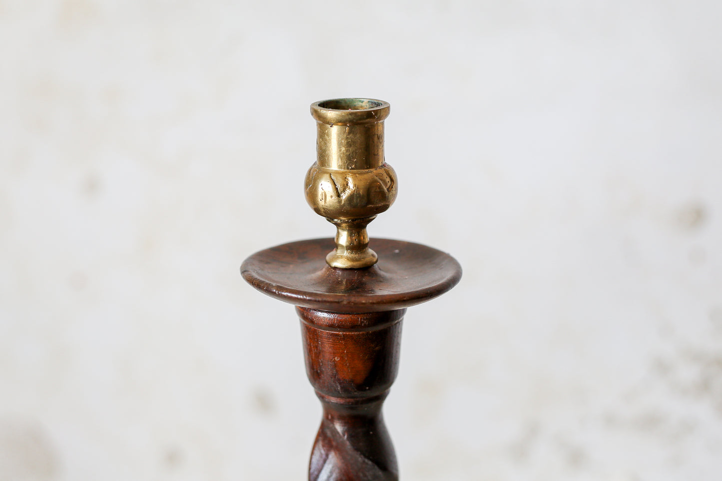 Vintage Carved Oak 18.75" Barley Twist Candle Holder