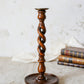 Vintage Carved Oak 12" Open Barley Twist Candle Holder