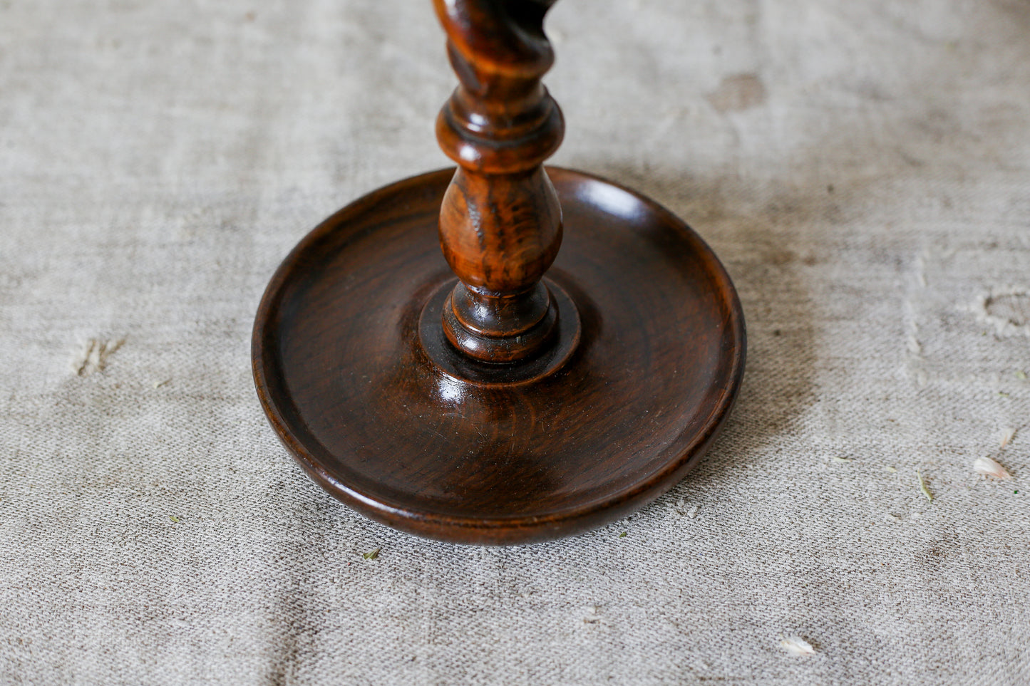 Vintage Carved Oak 12" Open Barley Twist Candle Holder