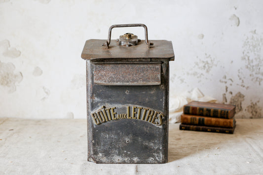 Vintage Industrial French 1940s Metal Mailbox