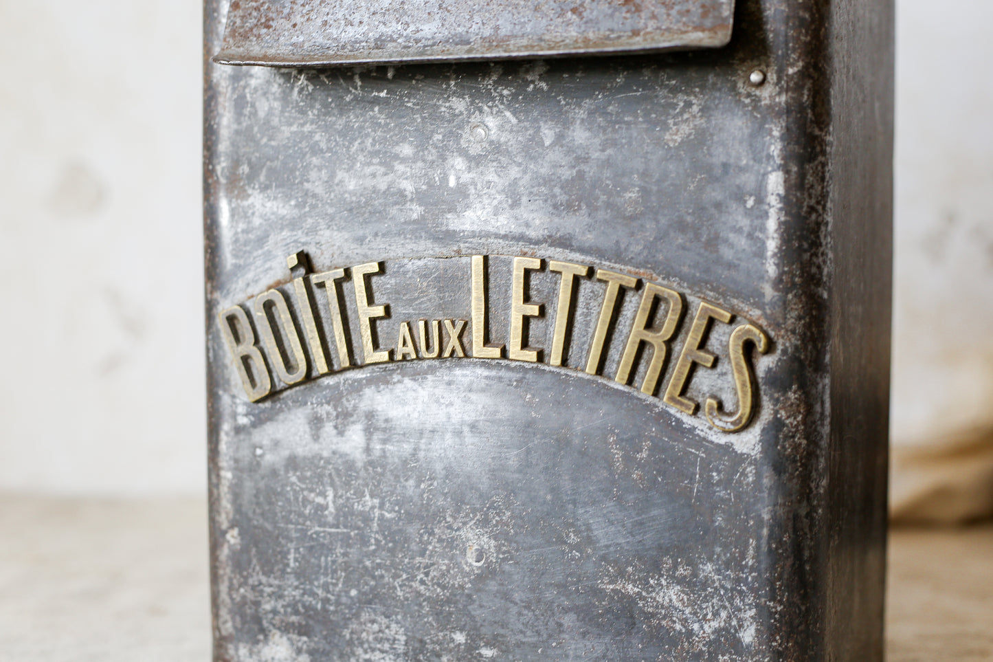 Vintage Industrial French 1940s Metal Mailbox