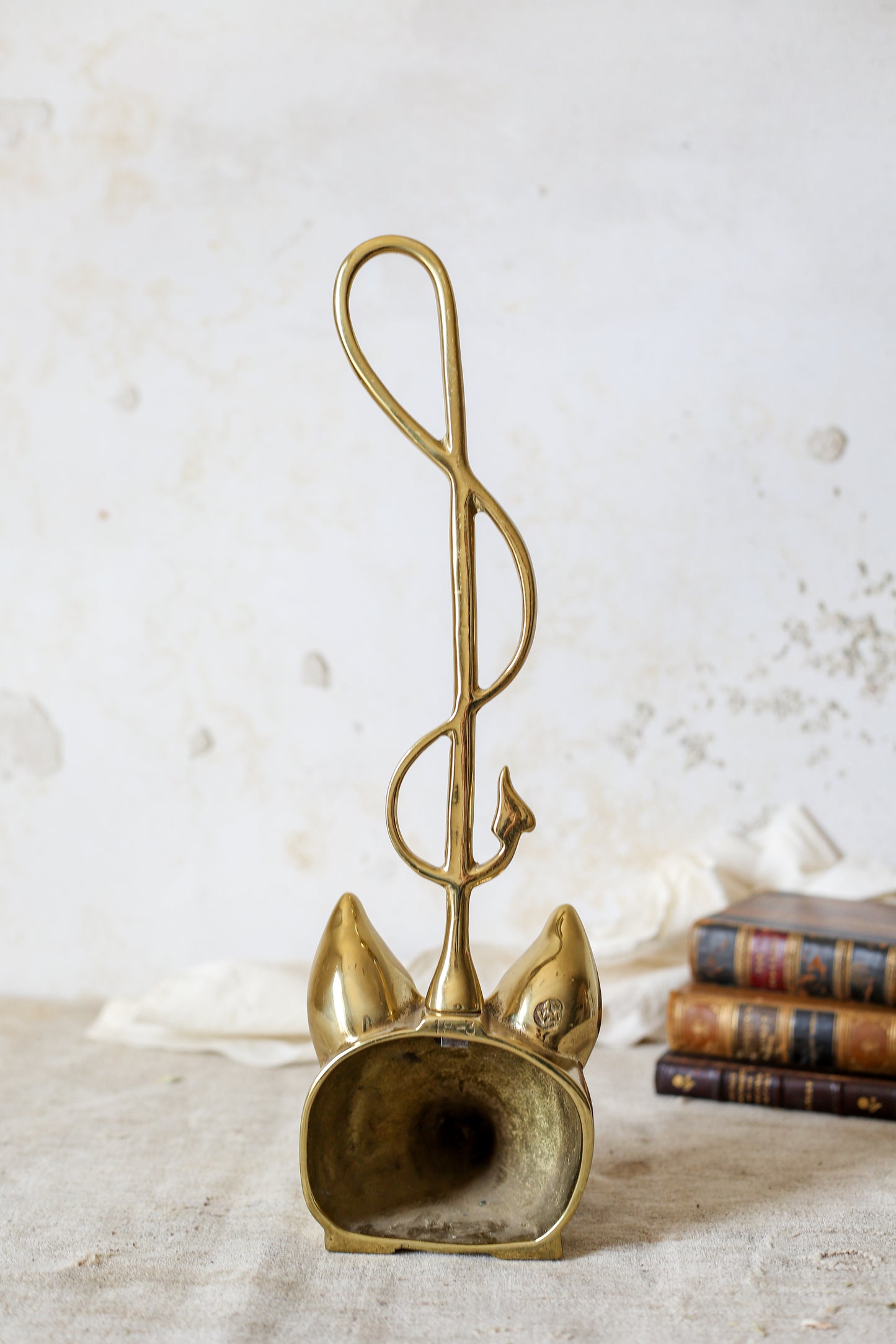 Vintage Heavy Brass Fox and Whip Doorstop by Virginia Metalcrafters