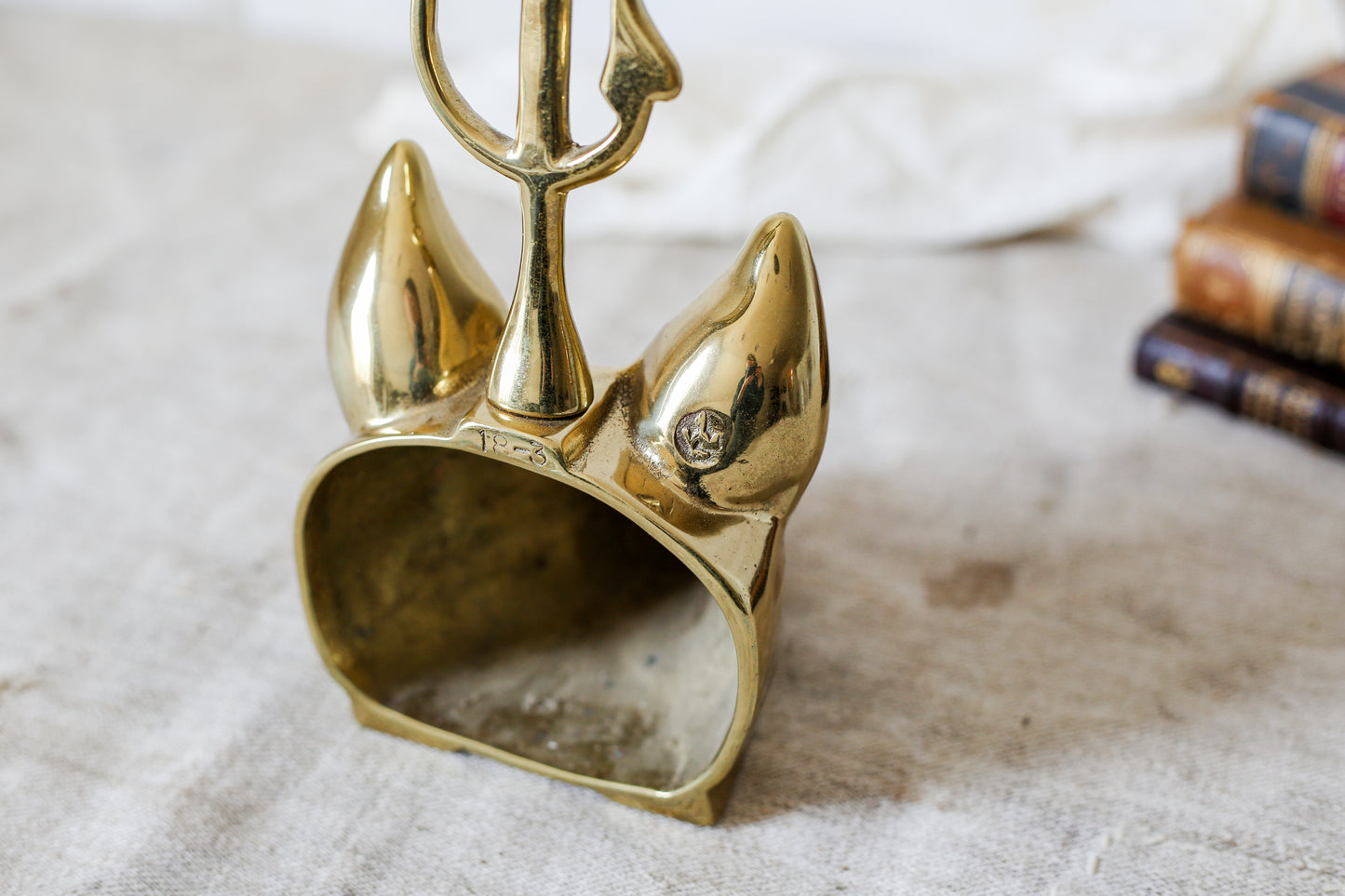 Vintage Heavy Brass Fox and Whip Doorstop by Virginia Metalcrafters