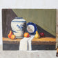 Original Still Life Painting of Blue & White Jar with Pears