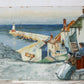 Vintage Original Oil Painting of English Fishing Village